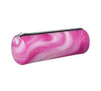 Mexpekil Leather Pencil Case for Girls Boys Glitter Pink Marble Small Pen Organizer Bag Zipper Slim Multi-Use Pouch for School Supplies Kids Adults