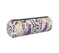 Mexpekil Leather Pencil Case for Girls Boys Lavender Plant Small Pen Organizer Bag Zipper Slim Multi-Use Pouch for School Supplies Kids Adults