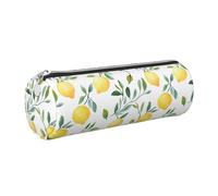 Mexpekil Leather Pencil Case for Girls Boys Lemon and Branch Small Pen Organizer Bag Zipper Slim Multi-Use Pouch for School Supplies Kids Adults