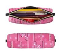 Mexpekil Leather Pencil Case for Girls Boys Red Glitter Flow Small Pen Organizer Bag Zipper Slim Multi-Use Pouch for School Supplies Kids Adults