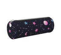 Mexpekil Leather Pencil Case for Girls Boys Stars Constellations Small Pen Organizer Bag Zipper Slim Multi-Use Pouch for School Supplies Kids Adults