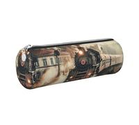 Mexpekil Leather Pencil Case for Girls Boys Train Travelling Small Pen Organizer Bag Zipper Slim Multi-Use Pouch for School Supplies Kids Adults