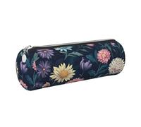 Mexpekil Leather Pencil Case for Girls Boys Various Wildflowers Small Pen Organizer Bag Zipper Slim Multi-Use Pouch for School Supplies Kids Adults