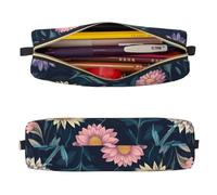 Mexpekil Leather Pencil Case for Girls Boys Various Wildflowers Small Pen Organizer Bag Zipper Slim Multi-Use Pouch for School Supplies Kids Adults
