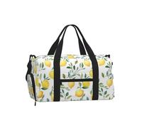 Mexpekil Lemon and Branch Gym Bag with Shoe Compartment Waterproof Duffel Bag Large Overnight Weekend Bags Travel Holdall for Women Men Teens