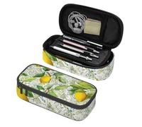 Mexpekil Lemons Branch Green Floral Pencil Case for Girls Boys with Compartments Large Pen Organizer Bag Zipper Multi-Use Pouch for School Supplies, Makeup Cosmetics, Kids, Adults