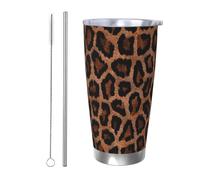 Mexpekil Leopard Print 20oz (550ml) Tumbler with Lid and Straw, Leopard Design Insulated Stainless Steel Coffee Mug Double Walled Vacuum Travel Cup Gifts for Women & Men