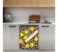 Mexpekil Leopard Print Baseball Dishwasher Magnet Cover 21x26Inch Decorative Dish Washer Sticker for Front Door Waterproof Kitchen Appliance Panel Magnetic Decal