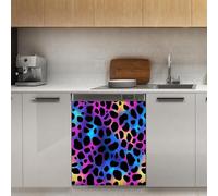 Mexpekil Leopard Print Coloful Dishwasher Magnet Cover 21x26Inch Decorative Dish Washer Sticker for Front Door Waterproof Kitchen Appliance Panel Magnetic Decal