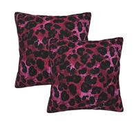 Mexpekil Leopard Print Dark Pink Cushion Covers 55cm X 55cm 2 Pack Invisible Zipper Square Pillow Cases Decorative Pillow Covers Protectors for Sofa Bed Home Decor