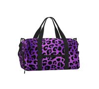 Mexpekil Leopard Print Purple Gym Bag with Shoe Compartment Waterproof Duffel Bag Large Overnight Weekend Bags Travel Holdall for Women Men Teens