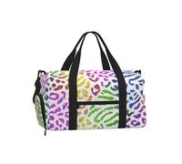 Mexpekil Leopard Zebra Stripes Rainbow Gym Bag with Shoe Compartment Waterproof Duffel Bag Large Overnight Weekend Bags Travel Holdall for Women Men Teens