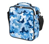 Mexpekil Light Blue White Camo Kids Lunch Bag Boys Girls, Square Thermal Insulated Lunch Box, Reusable Cooler Tote for School Picnic Travel