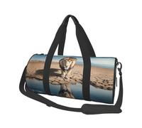 Mexpekil Lion Cool Foldable Gym Bag Carry On Travel Duffle Bags Waterproof Woman Men Hand Luggage Bag Large Weekend Overnight Bags for Sports Dance with Removable Strap