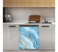 Mexpekil Llight Blu Gold Marble Dishwasher Magnet Cover 21x26Inch Decorative Dish Washer Sticker for Front Door Waterproof Kitchen Appliance Panel Magnetic Decal