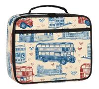 Mexpekil London Bridge Bus Love Pattern Kids Lunch Bag, Insulated Lunch Box for Boys Girls, Leakproof Thermal Lunch Tote Cooler Bag for School Work