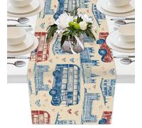 Mexpekil London Bridge Bus Love Pattern Table Runner 33x228 cm, Decortaive Polyester Table Runners for Dining Tables Wedding Holiday Party