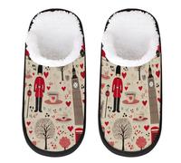 Mexpekil London Bus Car Hearts Fluffy Slippers for Women Men L