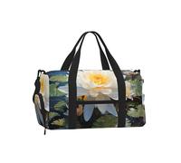 Mexpekil Lotus Flower Gym Bag with Shoe Compartment Waterproof Duffel Bag Large Overnight Weekend Bags Travel Holdall for Women Men Teens