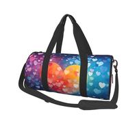 Mexpekil Love Heart Neon Foldable Gym Bag Carry On Travel Duffle Bags Waterproof Woman Men Hand Luggage Bag Large Weekend Overnight Bags for Sports Dance with Removable Strap
