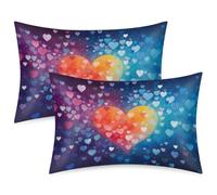 Mexpekil Love Heart Neon Satin Pillowcase 2 Pack for Hair and Skin Envelope Closure Pillow Protectors Silky Soft Pillow Covers for Bed (51x76cm)