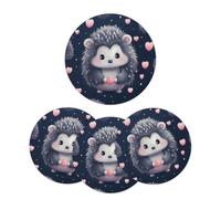 Mexpekil love hedgehog pattern Round Placemats Set of 4 Non-Slip Heat Resistant Woven Placemats for Dining Table, Washable Kitchen Table Mats, Modern Decor for Wedding Christmas