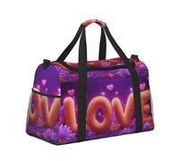 Mexpekil Love Surrounded by Flowers Duffel Bag Large Carry On Hand Luggage Bags Waterproof Weekender Bags Foldable Tote Bag for Travel Sports Gym Dance