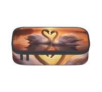 Mexpekil Love Swan Sunset Art Pencil Case for Girls Boys Pencil Bag Stationery Organiser with Compartments School Supply Bag for Students Office