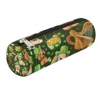 Mexpekil Lucky Clover Dog Pencil Case School Supplies Pouch Bag for Girls Boys Teenagers, Women Makeup Brush Bag