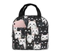 Mexpekil Lunch Bag for Travel Work Picnic, Cats with Big Eyes Reusable Bento Box Lunch Tote Bag, Handbags Case High Capacity for Kids and Adults