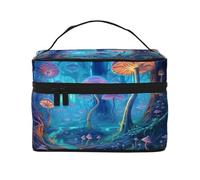 Mexpekil Magic Art Mushroom Forest Makeup Bag Travel Cosmetic Bags Large Capacity Make Up Organiser Storage Bag Portable Toiletry Bags for Women Girls