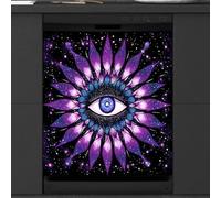 Mexpekil Magic Ethnic Purple Eye Mandala Dishwasher Magnet Cover 21x26 in, Decorative Waterproof Dishwasher Magnetic Cover Sticker for Kitchen Appliances
