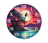 Mexpekil Magic Moon Night Silent Wall Clock Non Ticking 25cm Round Wall Clocks Battery Operated Modern Decorative Clock for Living Room Kitchen Bedroom Office