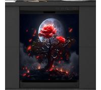 Mexpekil Magic Rose Tree Moon Dishwasher Magnet Cover 21x26Inch Decorative Dish Washer Sticker for Front Door Waterproof Kitchen Appliance Panel Magnetic Decal