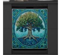 Mexpekil Magic Teal Tree Dishwasher Magnet Cover | 23x26inch Reusable Dish Washer Covers Decorative Dishwasher Front Panel Magnetic Cover Sticker for Kitchen Appliances