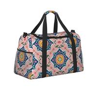 Mexpekil Mandala Bloom Floral Duffel Bag Large Carry On Hand Luggage Bags Waterproof Weekender Bags Foldable Tote Bag for Travel Sports Gym Dance