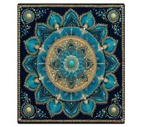 Mexpekil Mandala Floral Teal Lotus Dishwasher Magnet Cover 21x26Inch Decorative Dish Washer Sticker for Front Door Waterproof Kitchen Appliance Panel Magnetic Decal