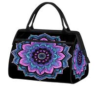 Mexpekil Mandala Purple Floral Travel Duffel Bag Waterproof Gym Bag Carry On Weekend Overnight Bags Large Hand Luggage Tote Bags for Women Men Kids