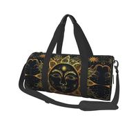 Mexpekil Mandala Sun Foldable Gym Bag Carry On Travel Duffle Bags Waterproof Woman Men Hand Luggage Bag Large Weekend Overnight Bags for Sports Dance with Removable Strap
