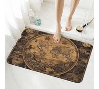 Mexpekil Map of the World Bath Mat 40 x 60 cm Absorbent Bathroom Mats Non Slip Anti Mould Shower Mat Washable Rugs for Bathroom Kitchen Entrance