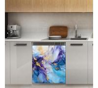Mexpekil Marble Blue Purple Dishwasher Magnet Cover 21x26Inch Decorative Dish Washer Sticker for Front Door Waterproof Kitchen Appliance Panel Magnetic Decal