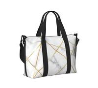 Mexpekil Marble Texture Golden Lines Travel Duffel Bag Waterproof Sports Gym Bag Large Weekend Overnight Bags for Women Men Foldable Carry On Luggage Tote Bags for Flight