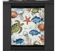 Mexpekil Marine Life Fish Corals Dishwasher Magnet Cover 23x26Inch Decorative Dish Washer Sticker for Front Door Waterproof Kitchen Appliance Panel Magnetic Decal
