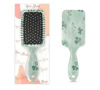 Mexpekil Massage Hair Brush for Women Men Detangling Paddle Brush for Wet or Dry Hair Soft Air Cushion Combs (Green Shamrock Pattern)