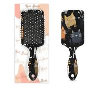 Mexpekil Massage Hair Brush for Women Men Detangling Paddle Brush for Wet or Dry Hair Soft Air Cushion Combs (Colorful Cats Fish Bones)