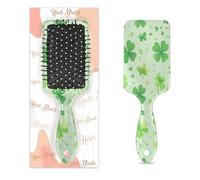 Mexpekil Massage Hair Brush for Women Men Detangling Paddle Brush for Wet or Dry Hair Soft Air Cushion Combs (Cartoon Shamrock)