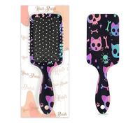 Mexpekil Massage Hair Brush for Women Men Detangling Paddle Brush for Wet or Dry Hair Soft Air Cushion Combs (Neon Goth Skulls Bones)