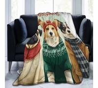 Mexpekil Merry Christmas Cute Dogs Blankets Soft Cozy Throw Blanket Fluffy Flannel Fleece Blanket for Sofa Bed Camping Travel 200x150cm(80"x60")