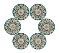 Mexpekil Mexican Ethnic Mandala Round Placemats Set of 6 Heat Resistant Waterproof Table Place Mat for Kitchen Dining