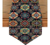 Mexpekil Mexican Ethnic Ornaments Table Runner for Dining Table Waterproof Coffee Table Runners Long Table Decorations for Wedding Party 33x229 cm